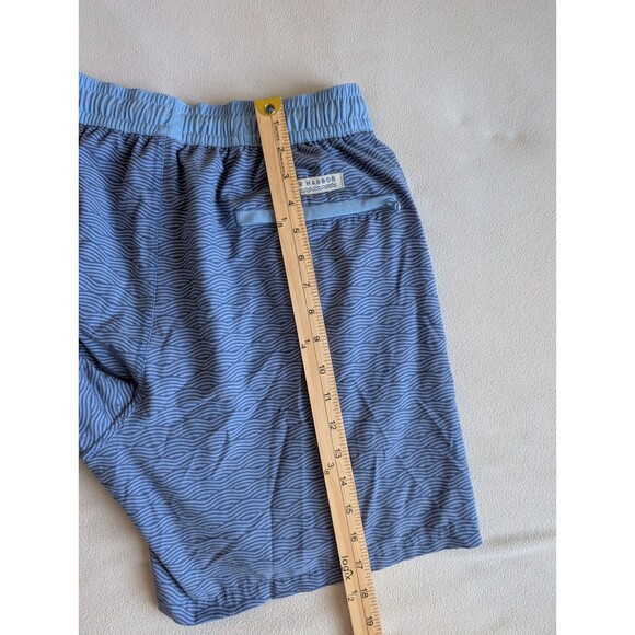 Fair Harbor Swim Shorts Mens XL Blue Wave Pattern Lined Drawstring Trunks Beach - Picture 9 of 9